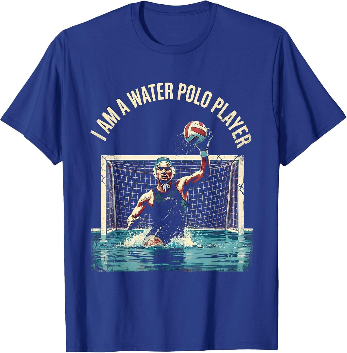 Men's I Am A Water Polo Player Distressed Water Polo Fan Humor T-Shirt - Royal Blue