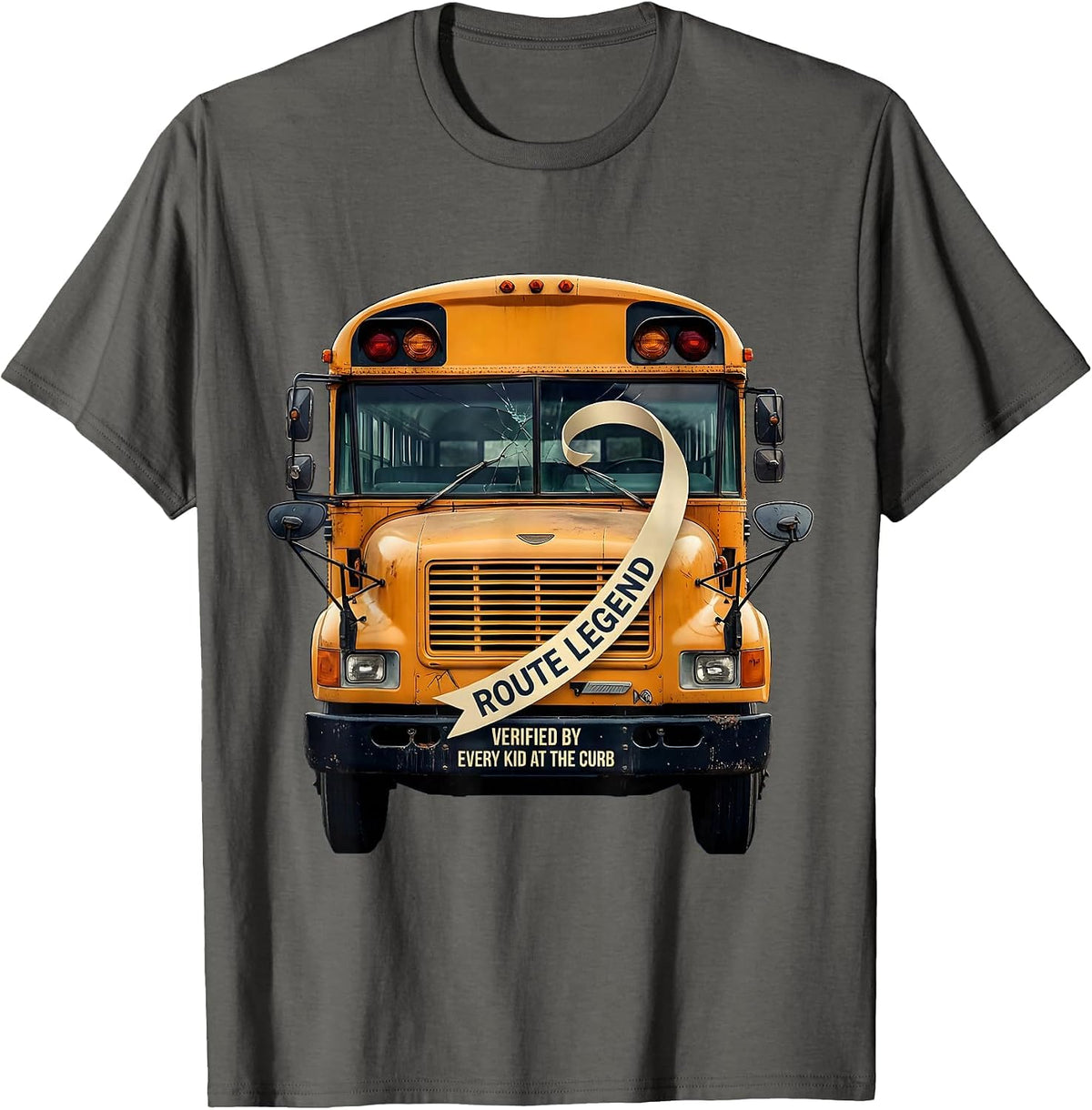 Men's Route Legend, Verified By Every Kid At The Curb School Bus T-Shirt - Asphalt Grey