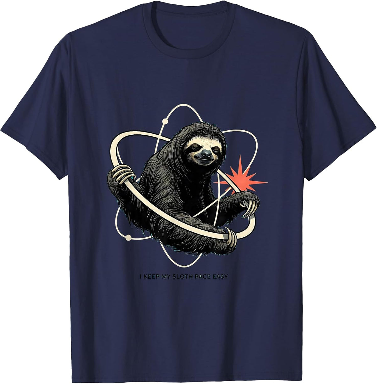Men's I Keep My Sloth Pace Easy Funny Sloth Lover Gift T-Shirt - Navy Blue