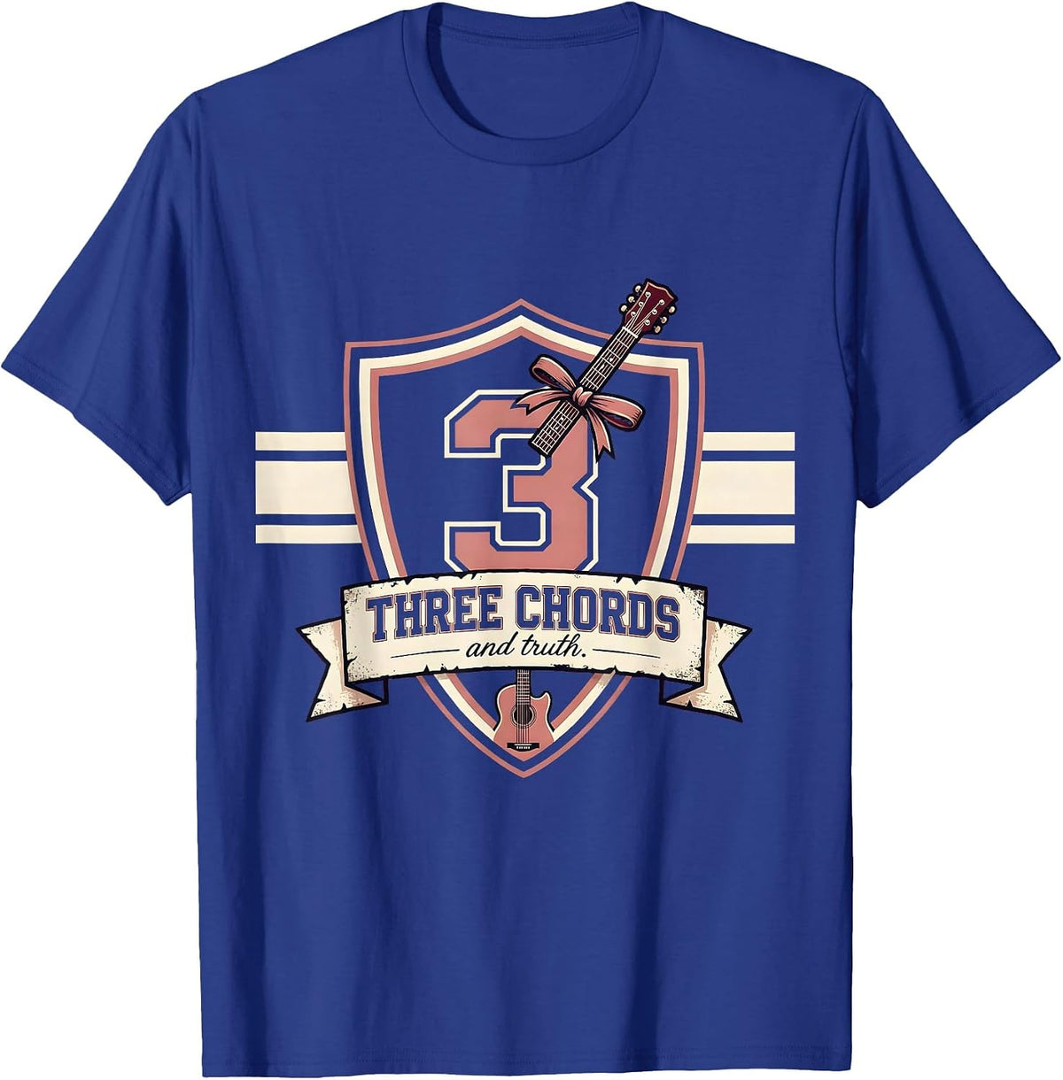 Three Chords and Truth Country Music Design T-Shirt - Royal Blue