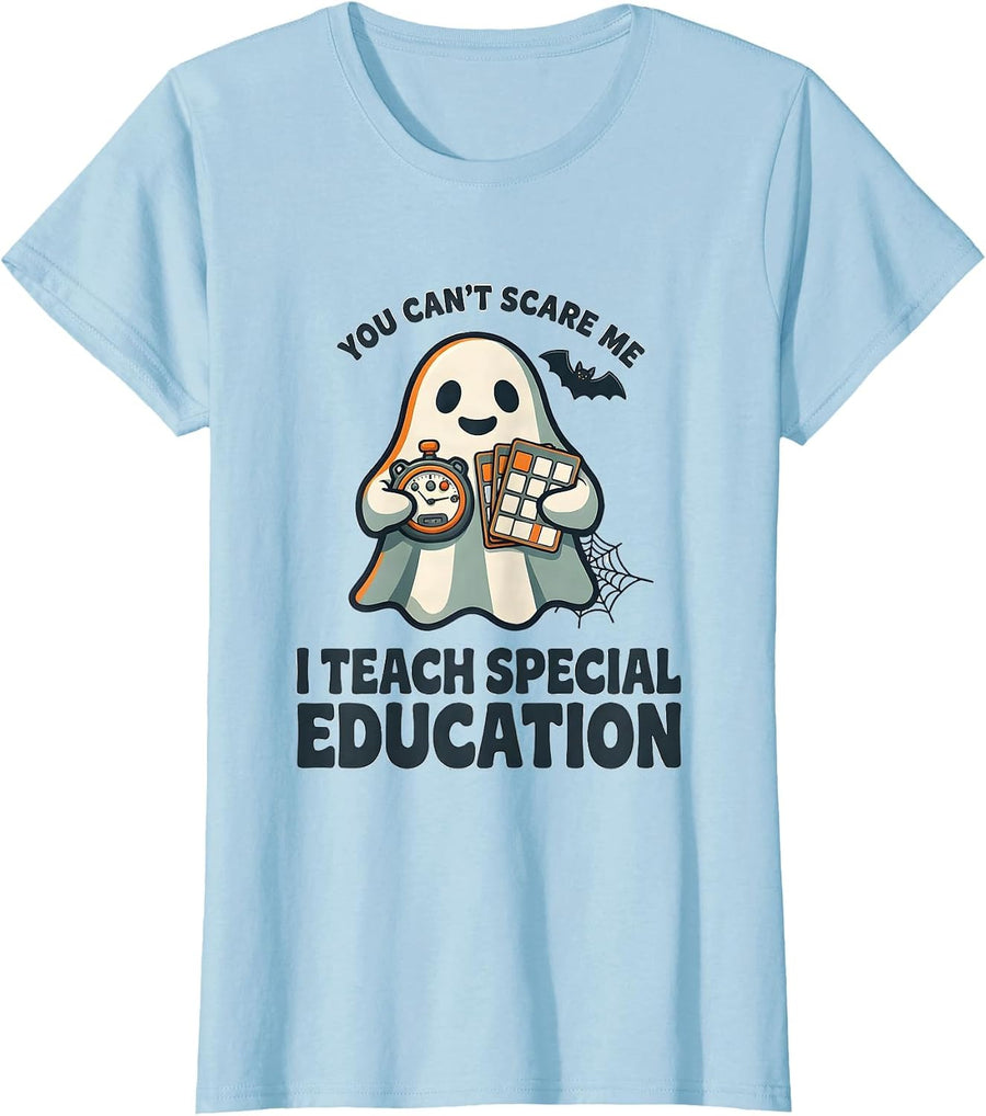 Women's You Can't Scare Me I Teach Special Education SPED Teacher T-Shirt - Baby Blue