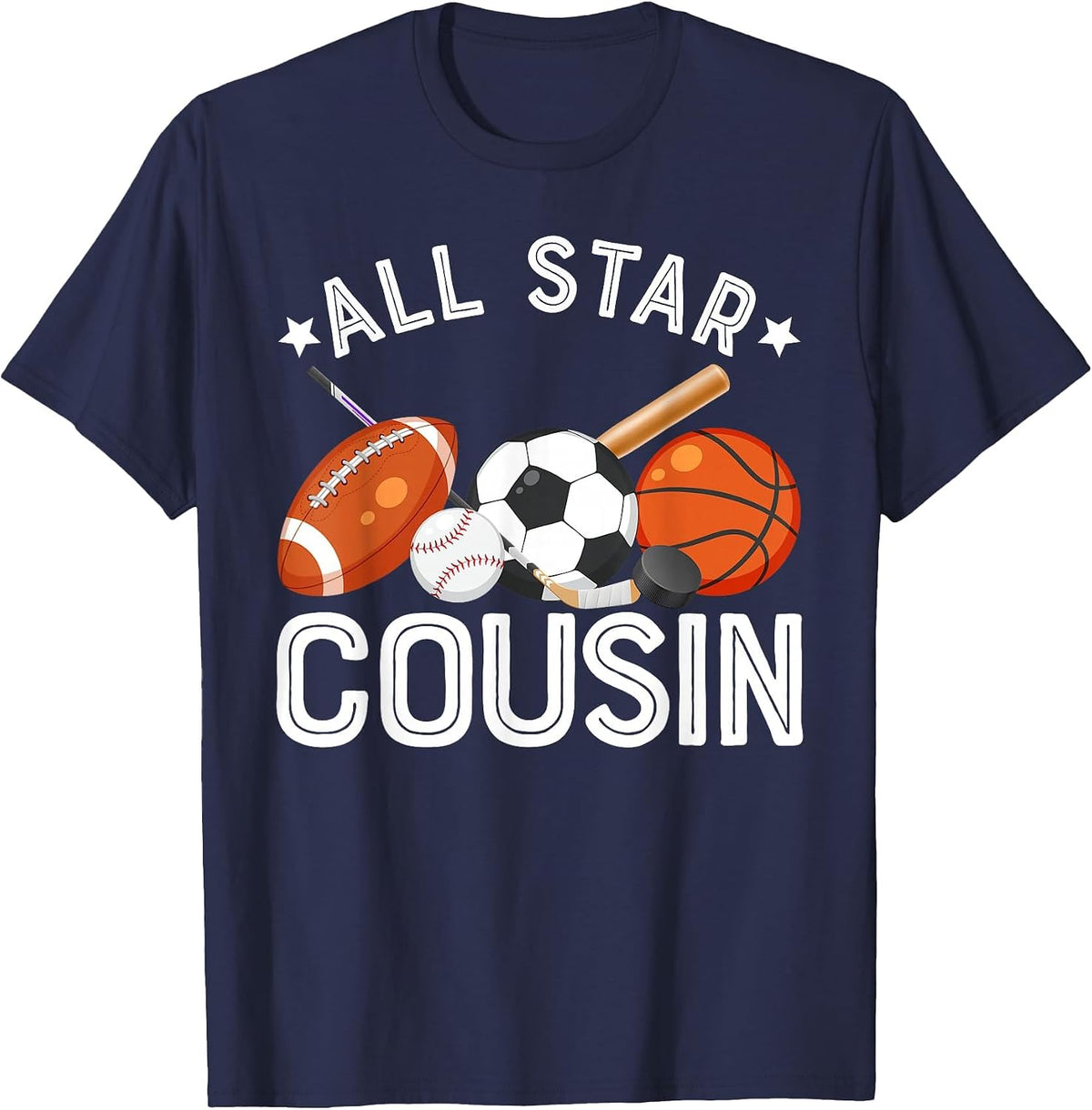 All Star Cousin of The Birthday Boy Basketball Soccer Sport T-Shirt - Navy Blue