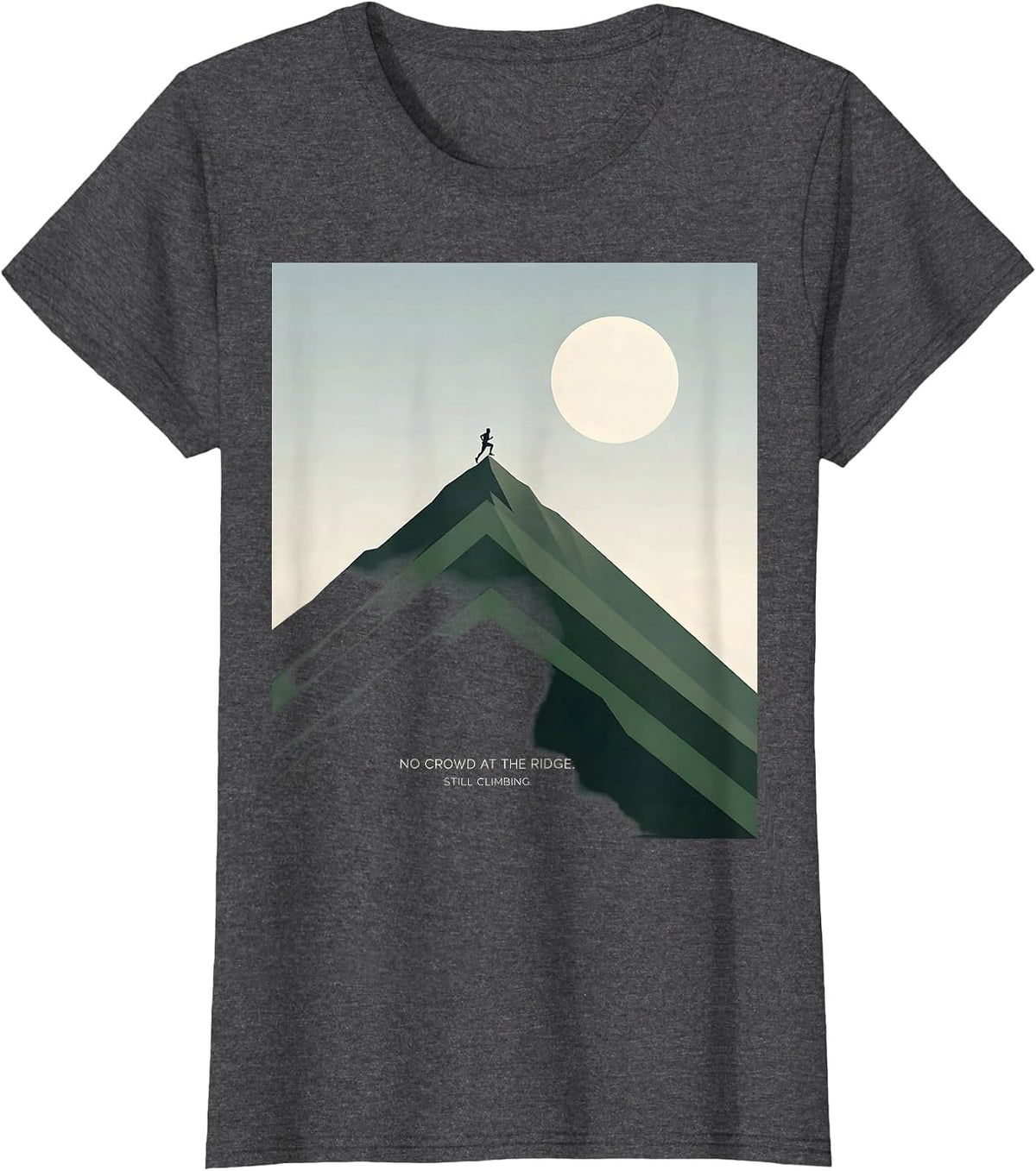 Women's No Crowd At The Ridge Still Climbing Funny Cross Country T-Shirt - Dark Heather Grey