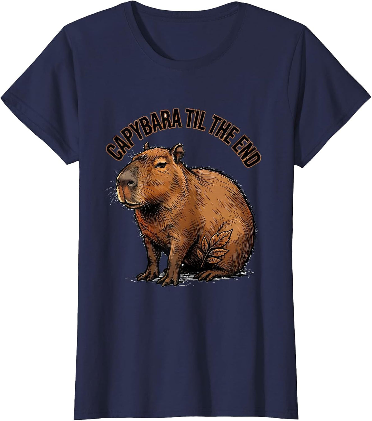 Women's Capybara Til The End Funny Animal Meme Gamer Humor T-Shirt - Navy Blue