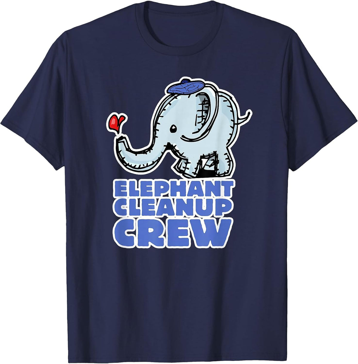 Professional Job Elephant French Clean Up Crew Fun Poop Job T-Shirt - Navy Blue