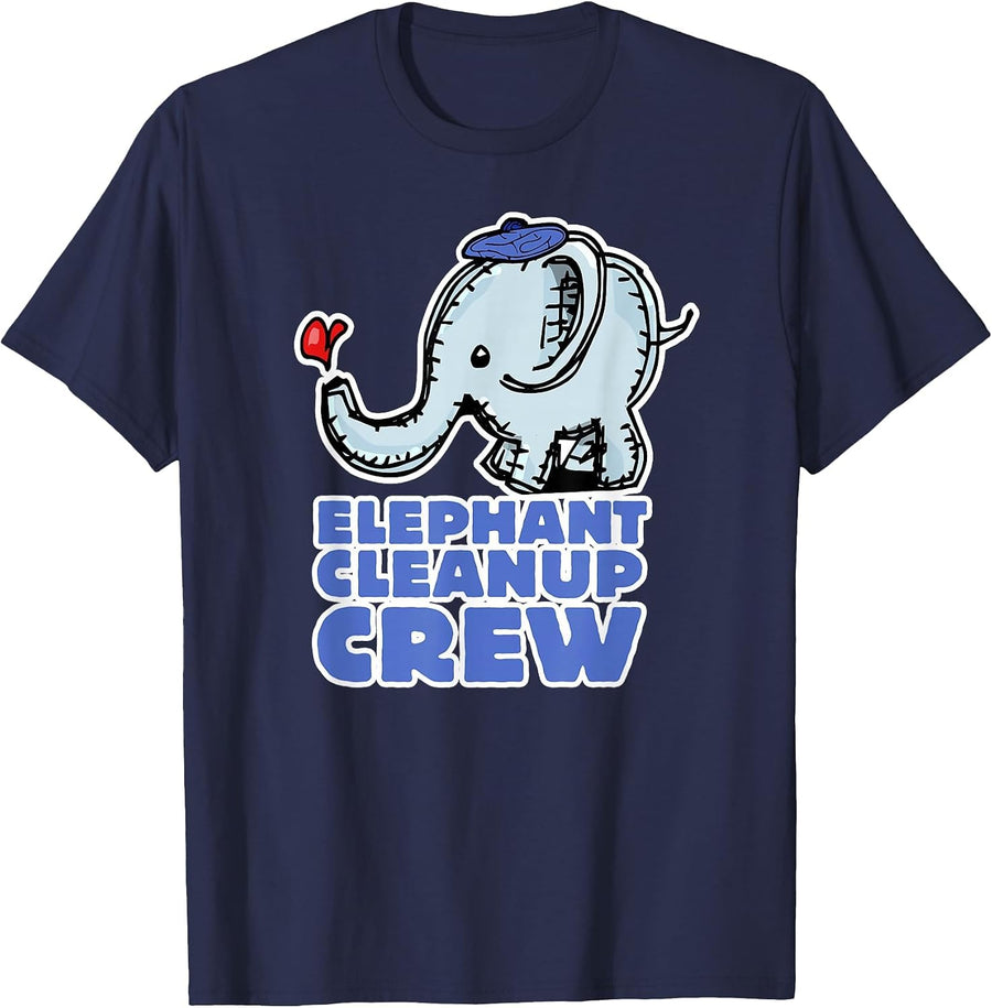 Professional Job Elephant French Clean Up Crew Fun Poop Job T-Shirt - Navy Blue