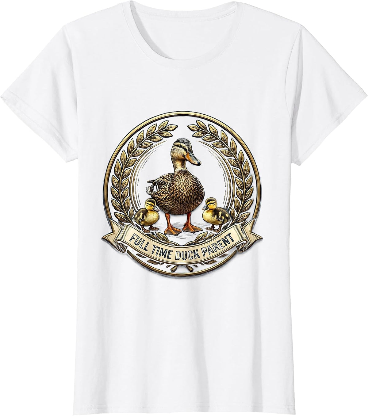 Women's Full Time Duck Parent Funny Duck Lover Design T-Shirt - White
