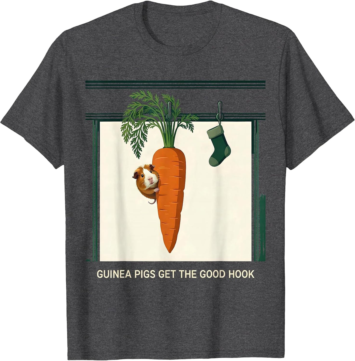 Guinea Pigs Get The Good Hook Funny Guinea Pig Christmas T-Shirt - Dark Heather Grey