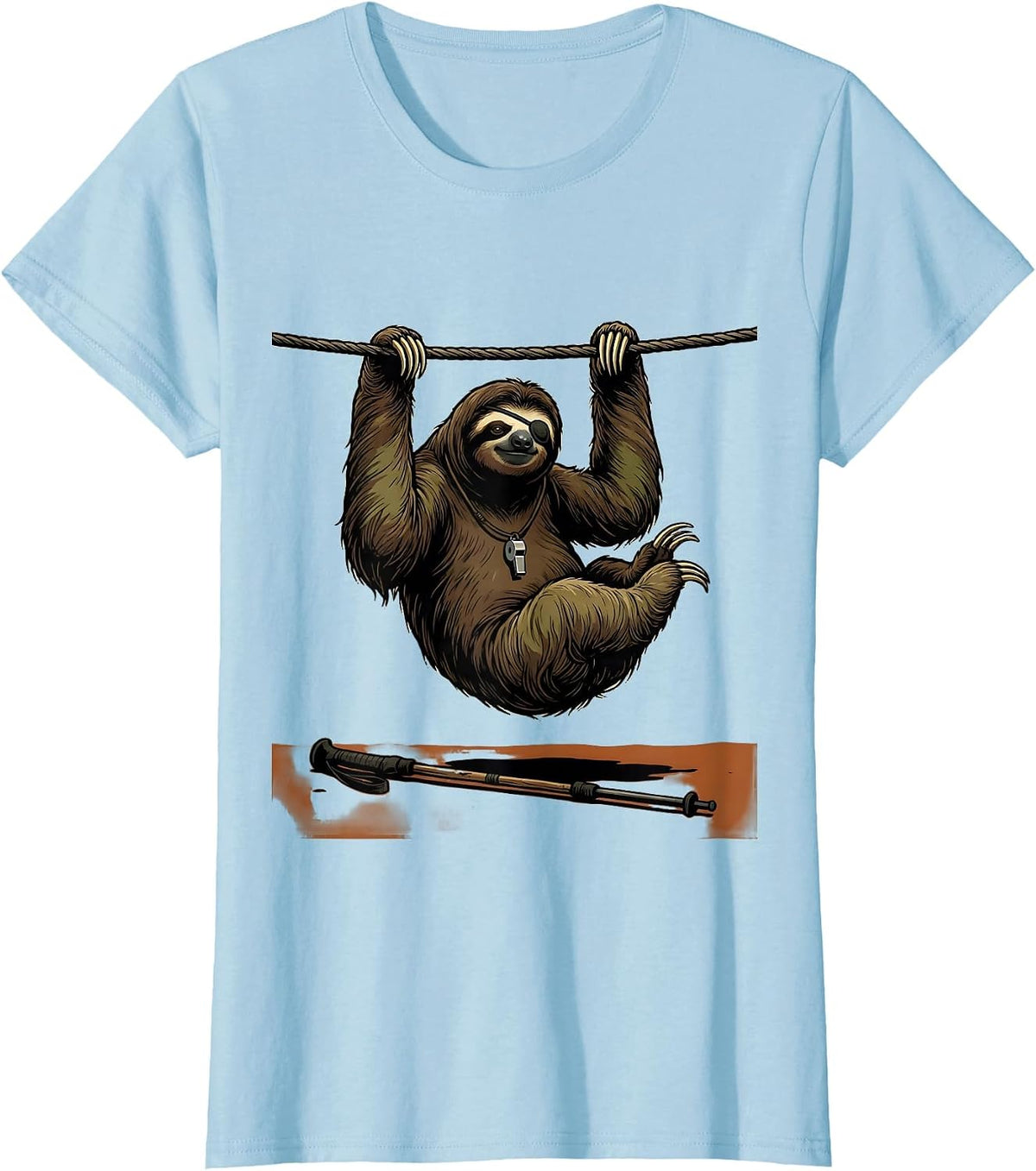 Women's Masked Sloth Lazy Humor Funny Sloth Lover Gift T-Shirt - Baby Blue