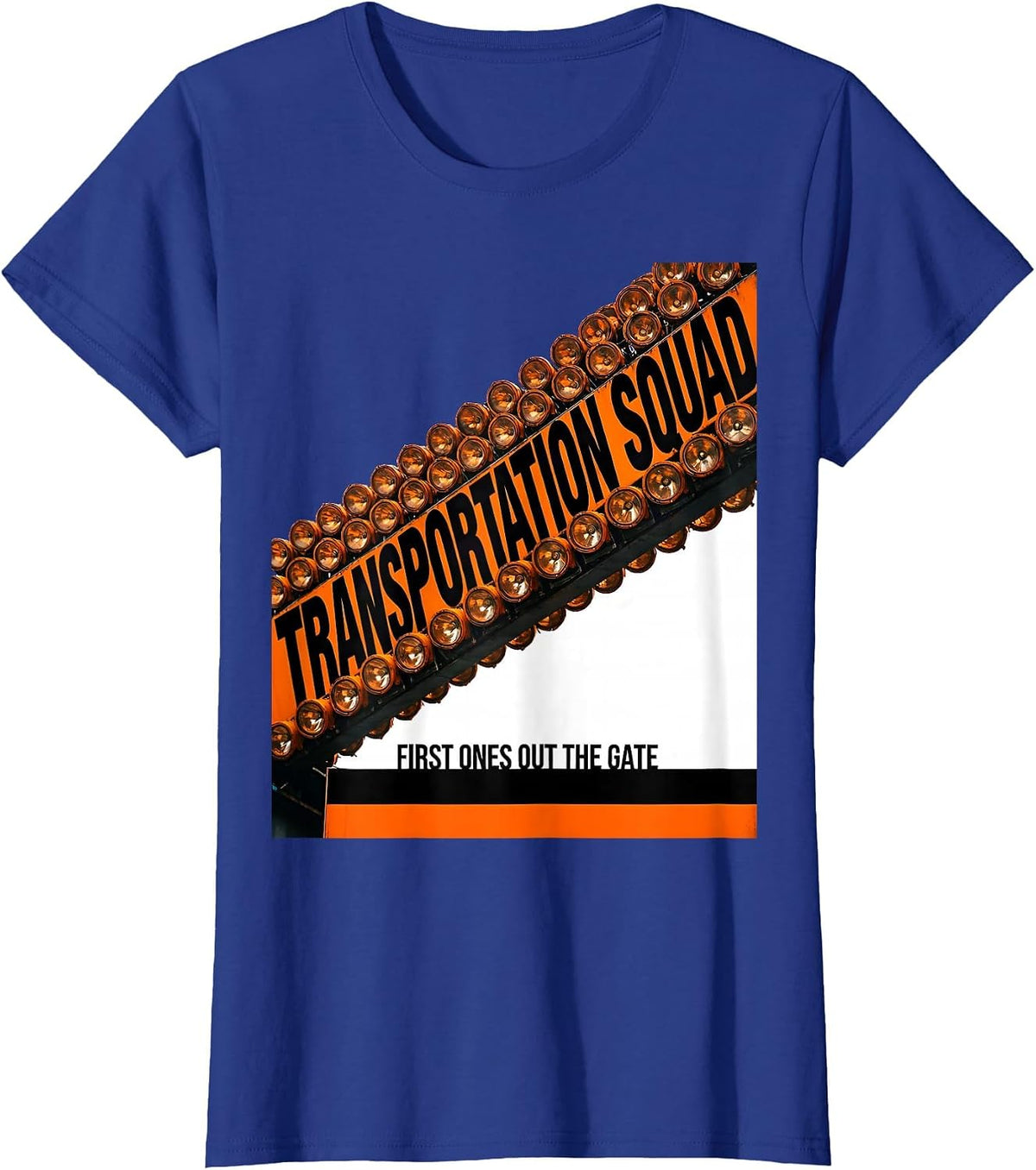Women's Transportation Squad, First Ones Out The Gate School Bus T-Shirt - Royal Blue