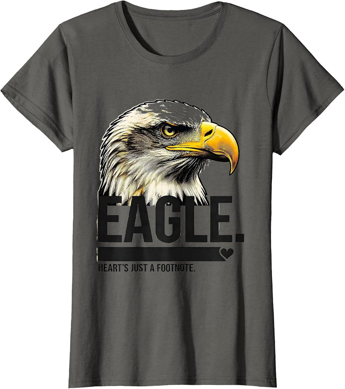 Women's EAGLE Heart's Just a Footnote Playful Wildlife Pride Eagle T-Shirt - Asphalt Grey