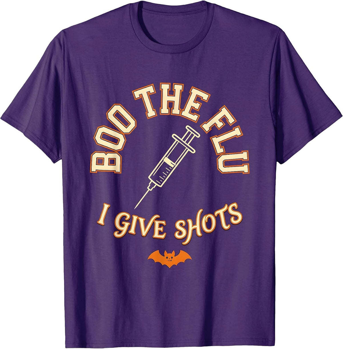 Boo the Flu I Give Shots Funny Halloween Nurse Flu Shot T-Shirt - Purple
