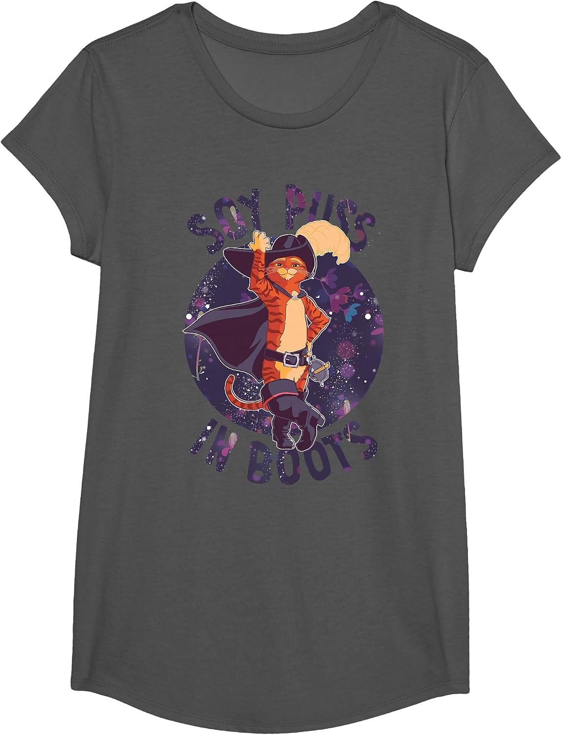 DreamWorks Puss in Boots: The Last Wish Soy Puss in Boots T-Shirt - Girls Asphalt Grey