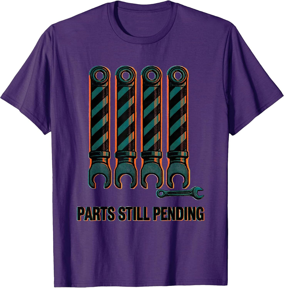 PARTS STILL PENDING Risograph Mechanic Skeleton Auto Repair T-Shirt - Purple