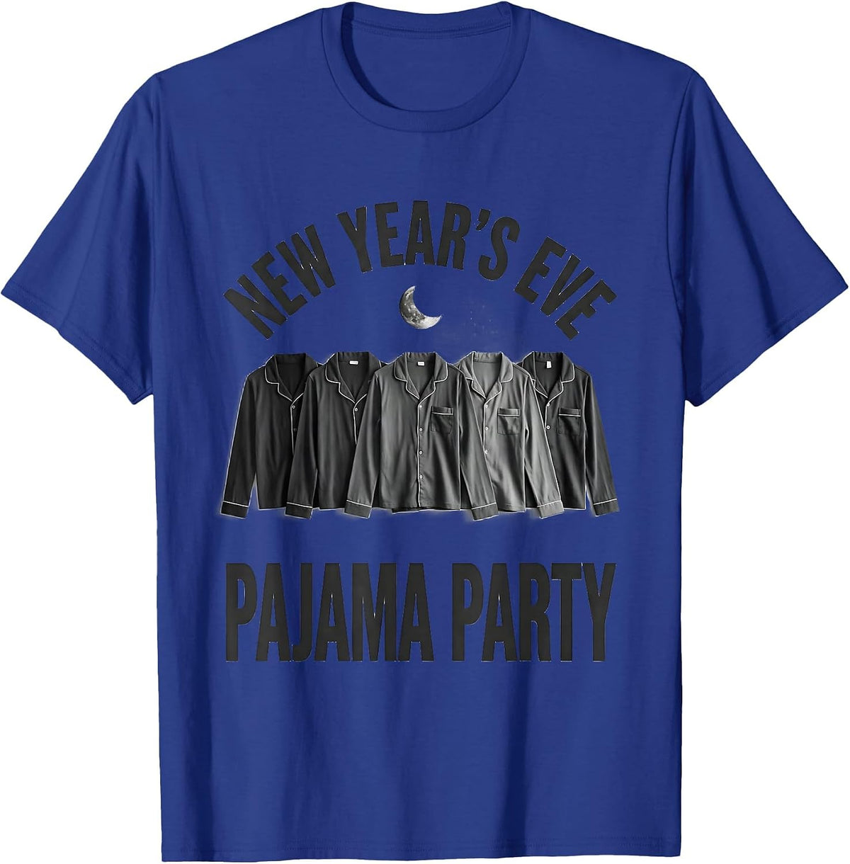 Men's New Year's Eve Pajama Party Funny Matching Family Group T-Shirt - Royal Blue