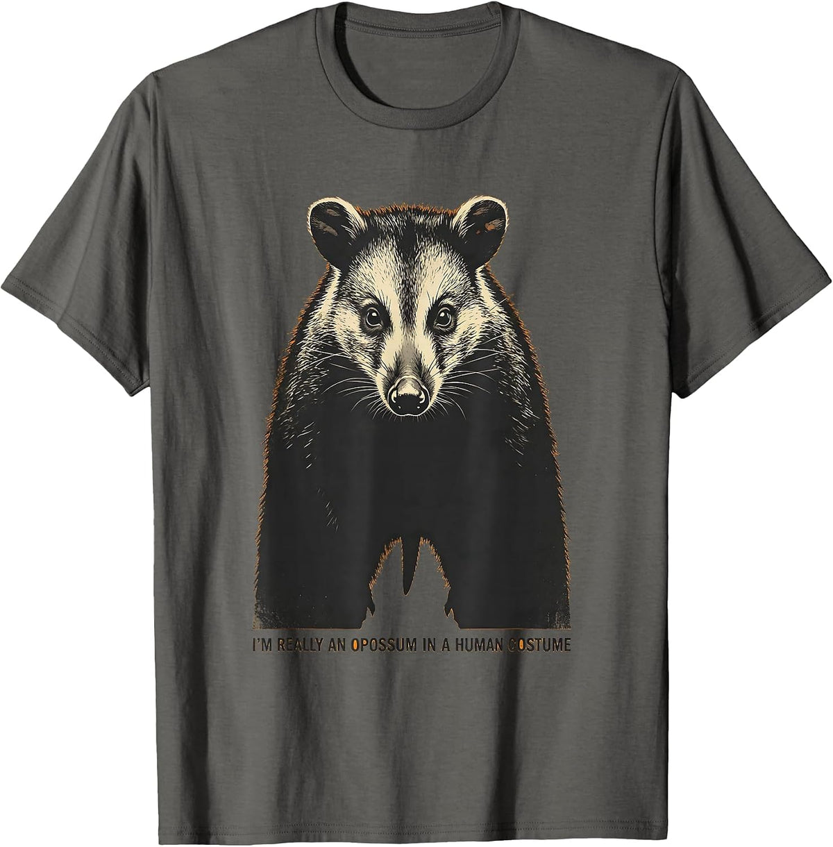 Men's I'm Really An Opossum In A Human Costume Funny T-Shirt - Asphalt Grey