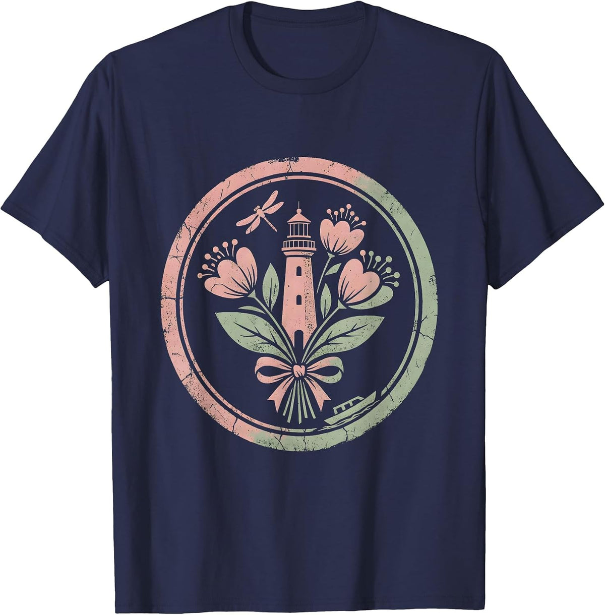 Men's Lighthouse Guiding Light Be Kind Graphic Tee T-Shirt - Navy Blue