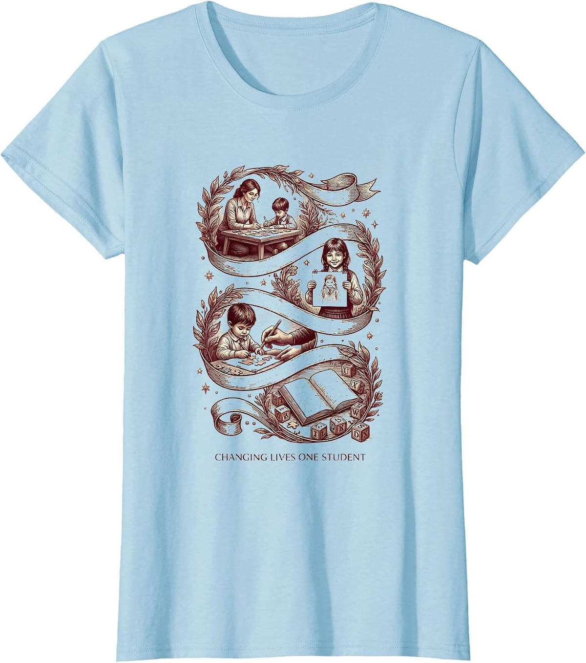 Women's Changing Lives One Student Special Education Teacher T-Shirt - Baby Blue