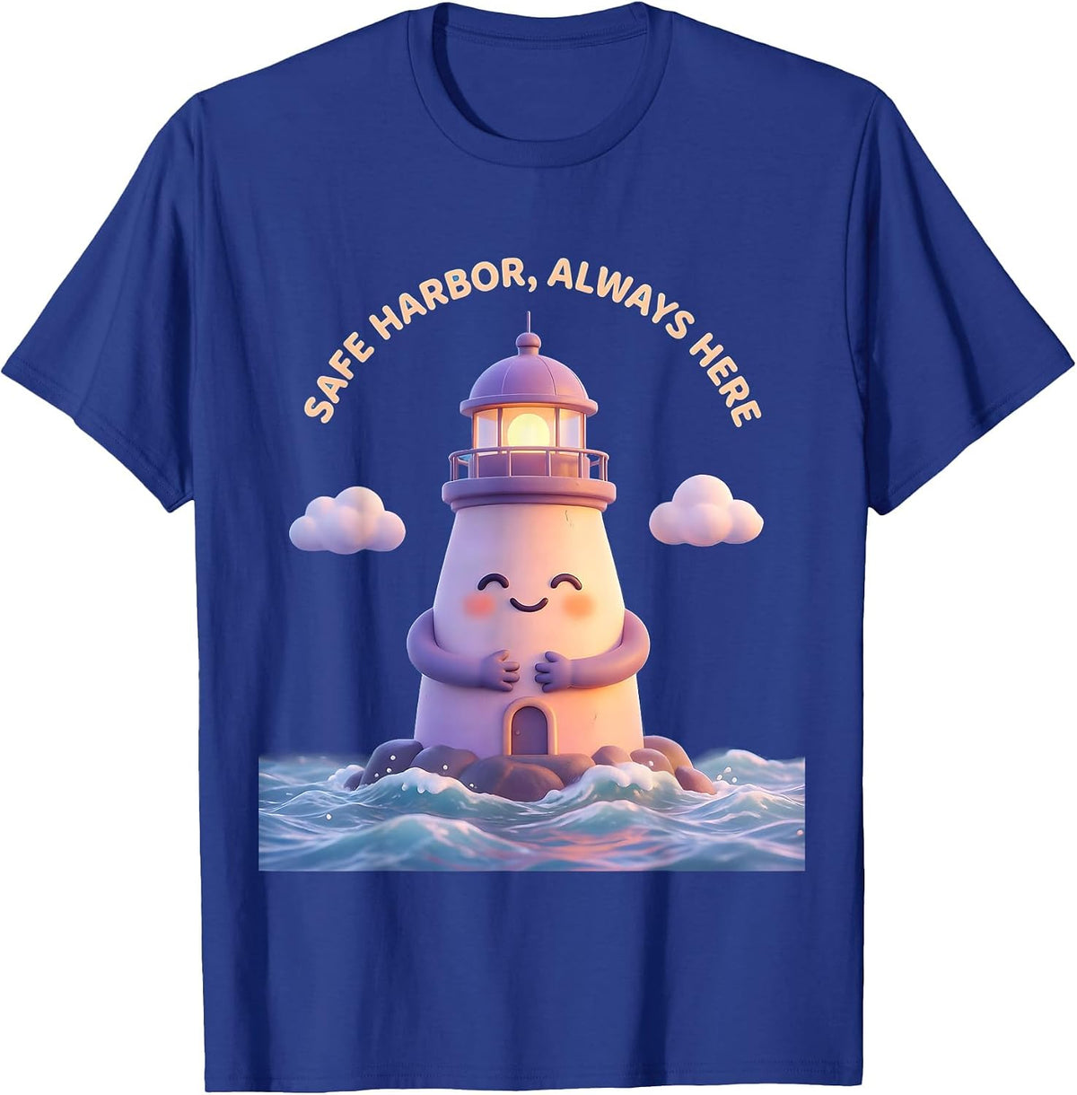 Men's Safe Harbor Always Here Comforting Anchor Design T-Shirt - Royal Blue