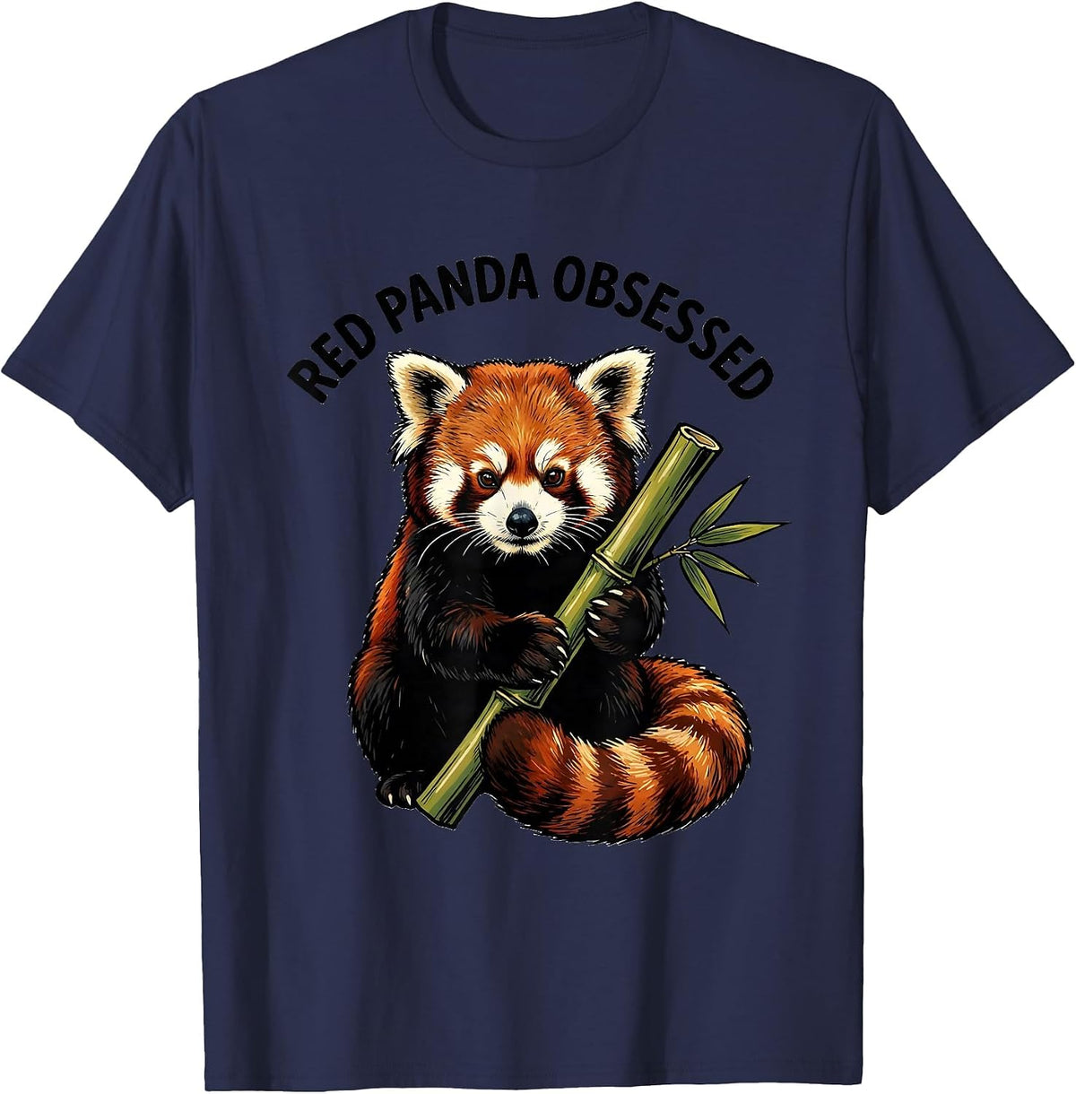 Men's Red Panda Obsessed Funny Cute Panda Lover Animal Humor T-Shirt - Navy Blue