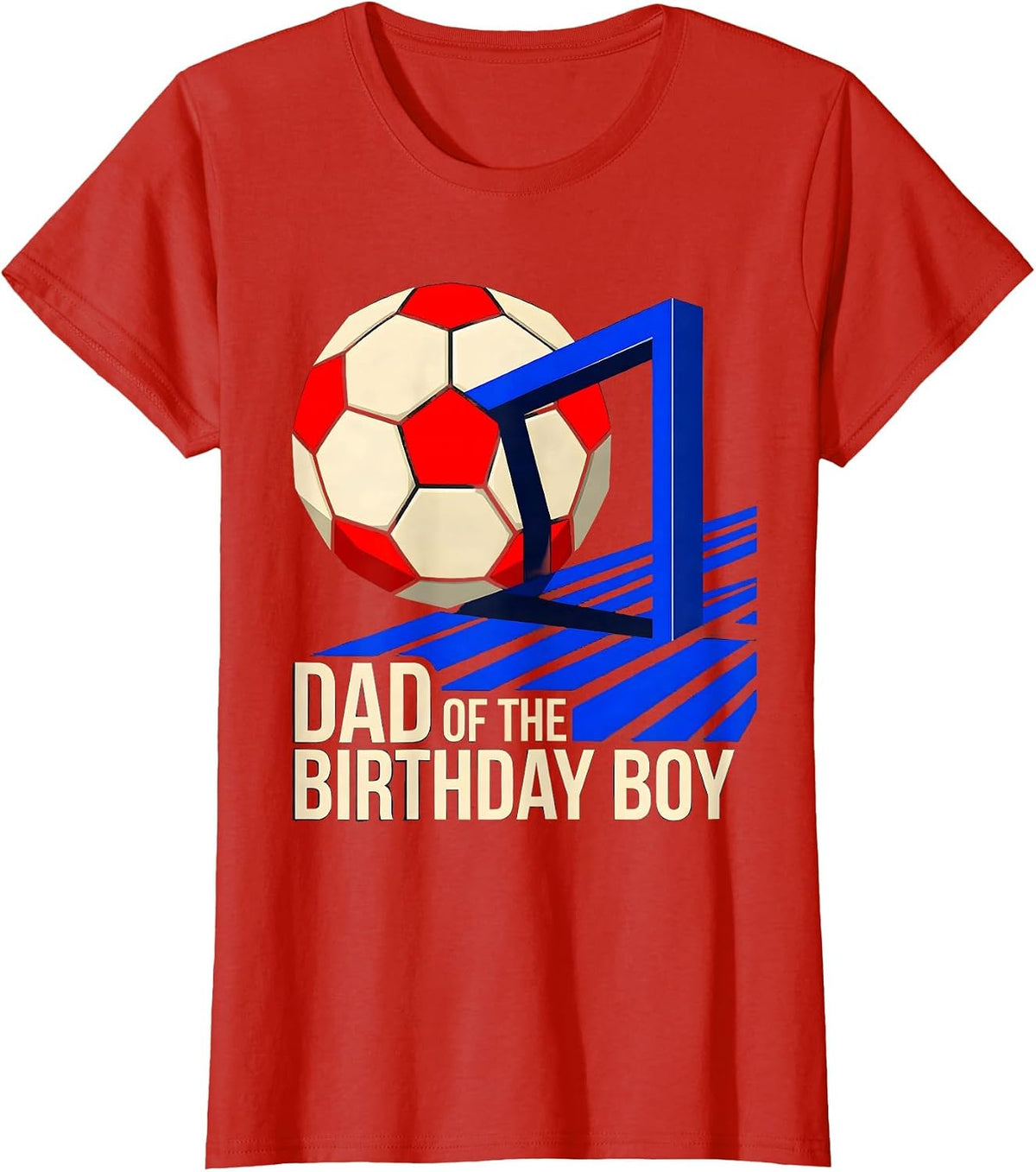 Dad Of The Birthday Boy Geometric Family Matching Party T-Shirt - Red