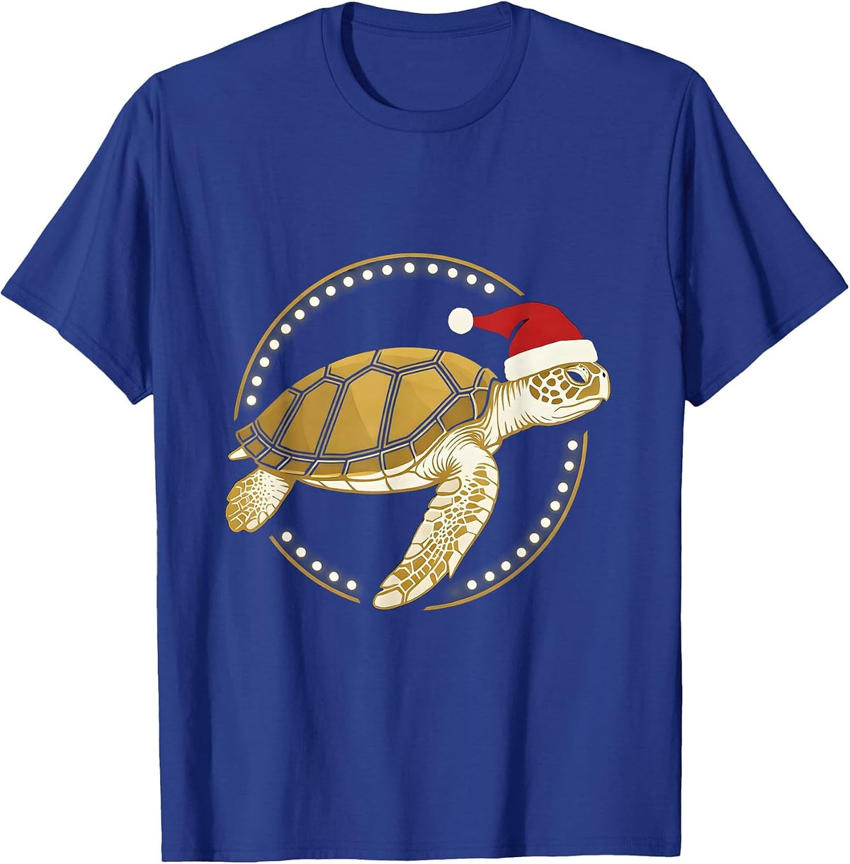 Men's Sea Turtle Santa Hat Sign Painter Whimsical Holiday T-Shirt - Royal Blue
