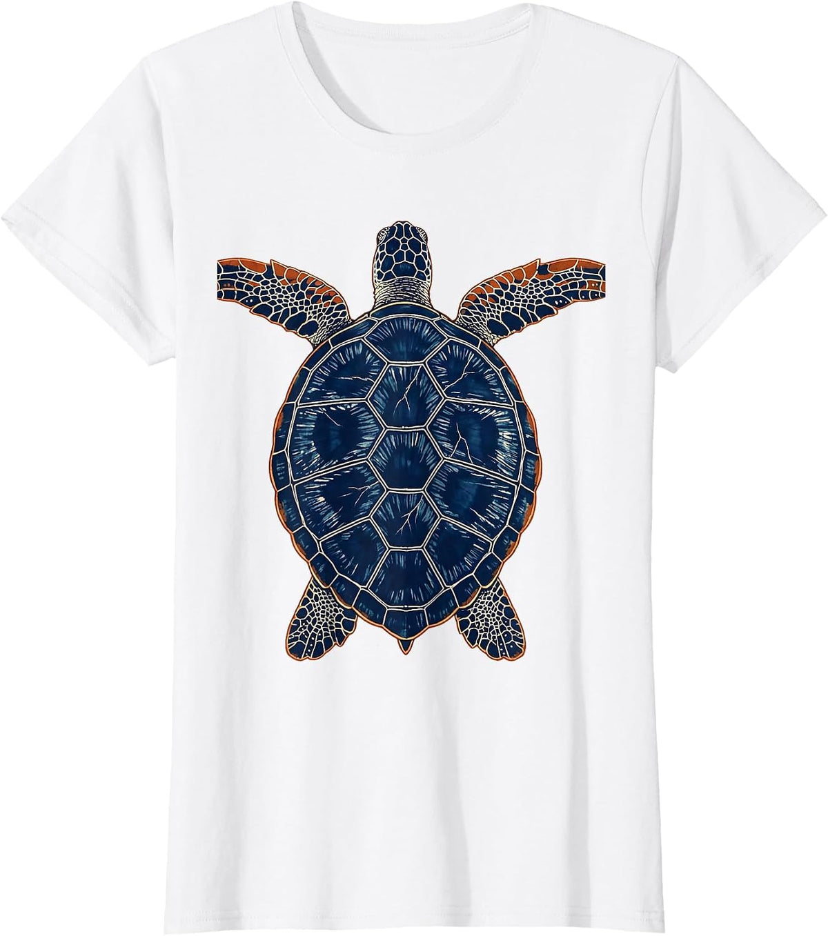 Women's Turtle Pushing Against Current Underwater Art T-Shirt - White
