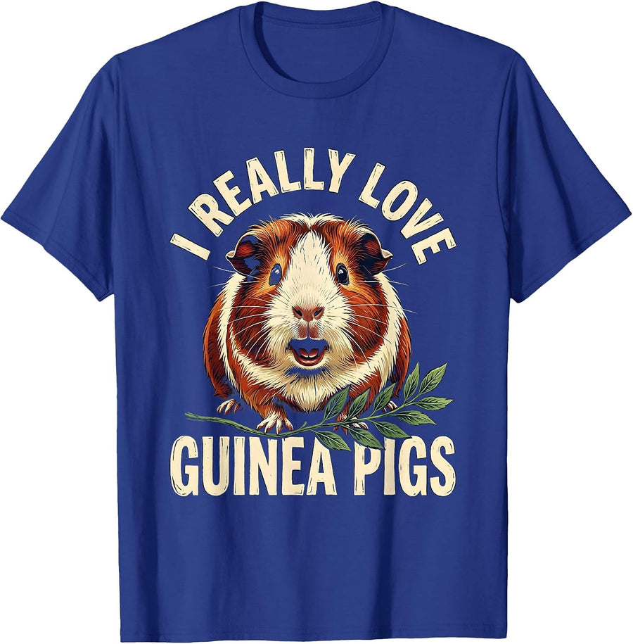I Really Love Guinea Pigs Cute Pet Lover Humor T-Shirt - Royal Blue