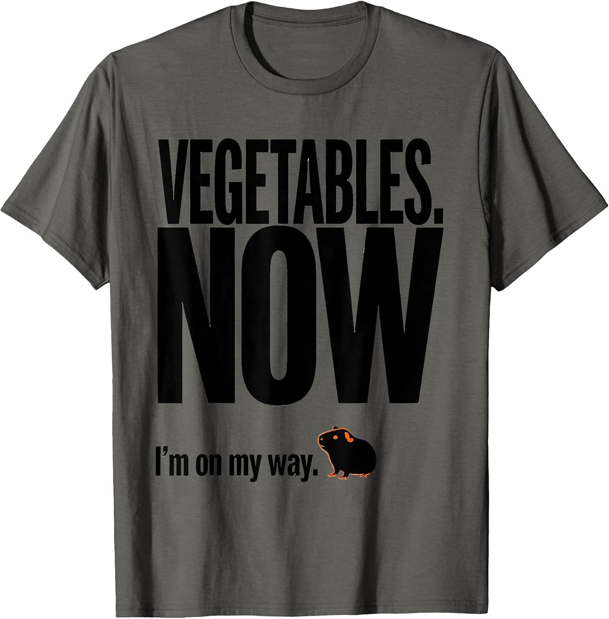 VEGETABLES NOW I'm on my way Funny Guinea Pig Lover Gift T-Shirt - Asphalt Grey
