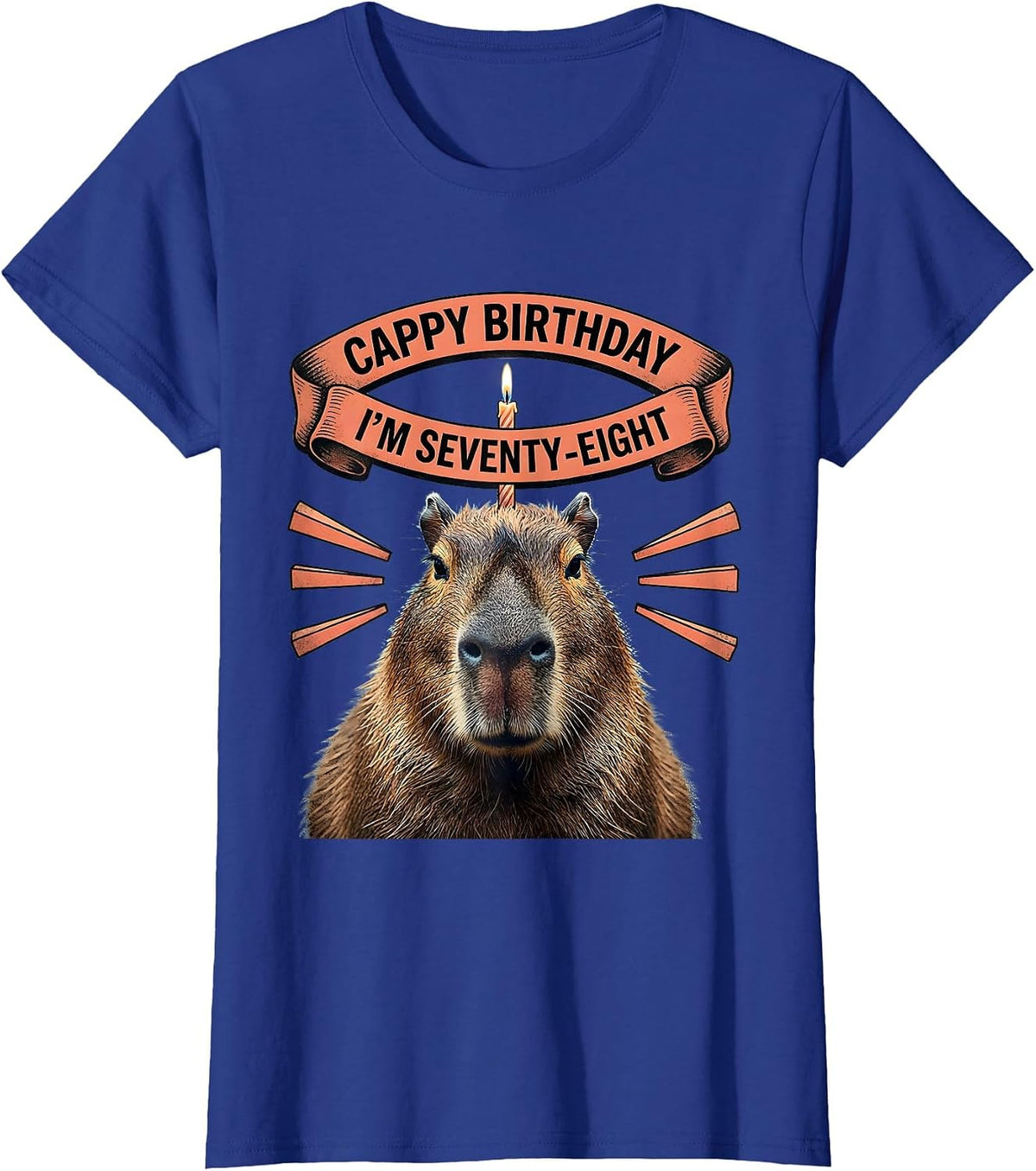 Women's Cappy Birthday I'm Seventy-Eight Funny Capybara Birthday T-Shirt - Royal Blue