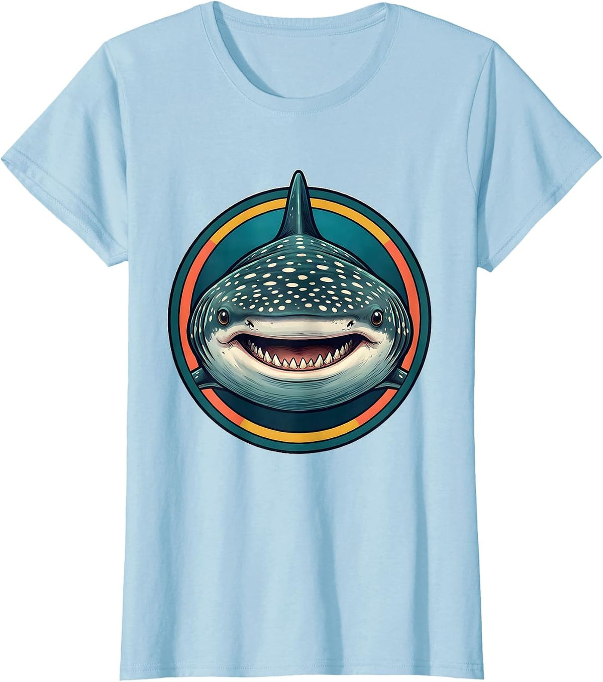 Whale Shark Head Playful Ocean Wildlife Enthusiast T-Shirt - Baby Blue