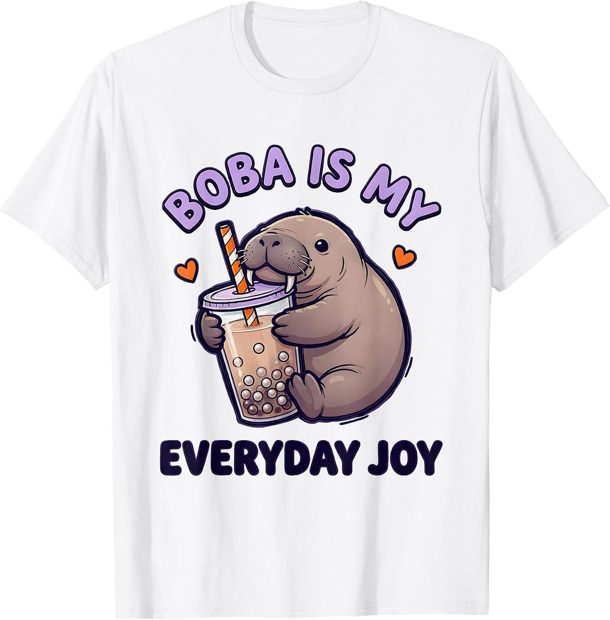 Men's Boba Is My Everyday Joy Kawaii Manatee Boba Tea Lover Gift T-Shirt - White