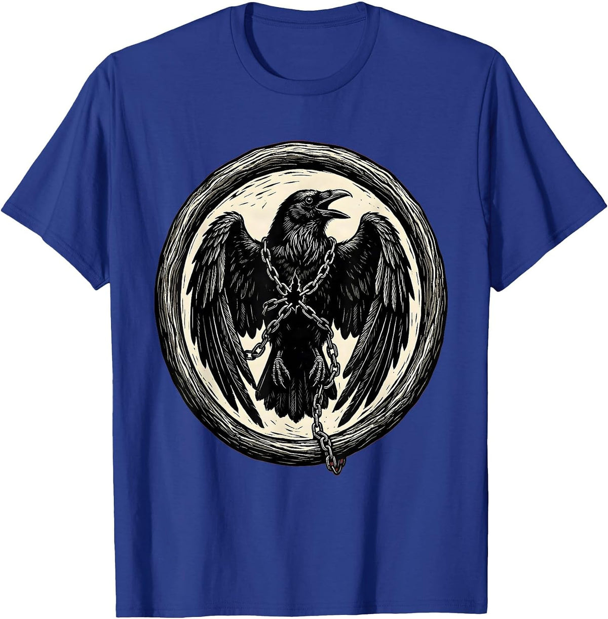 Crow Wrapped in Chains Broken Link Graphic T-Shirt - Royal Blue