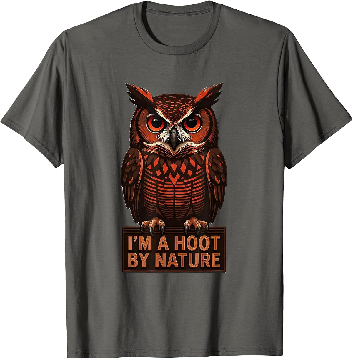 Men's I'm A Hoot By Nature Funny Owl Lover Bird Lover Vintage T-Shirt - Asphalt Grey