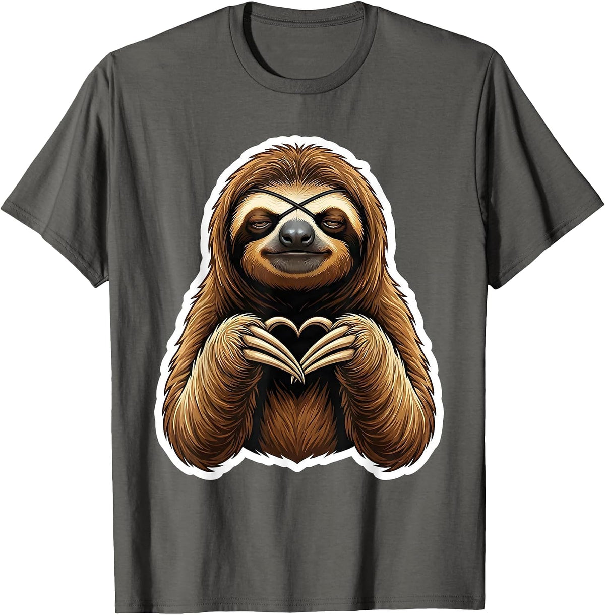 Sloth Silhouette Funny Lazy Animal Lover Humor T-Shirt - Asphalt Grey