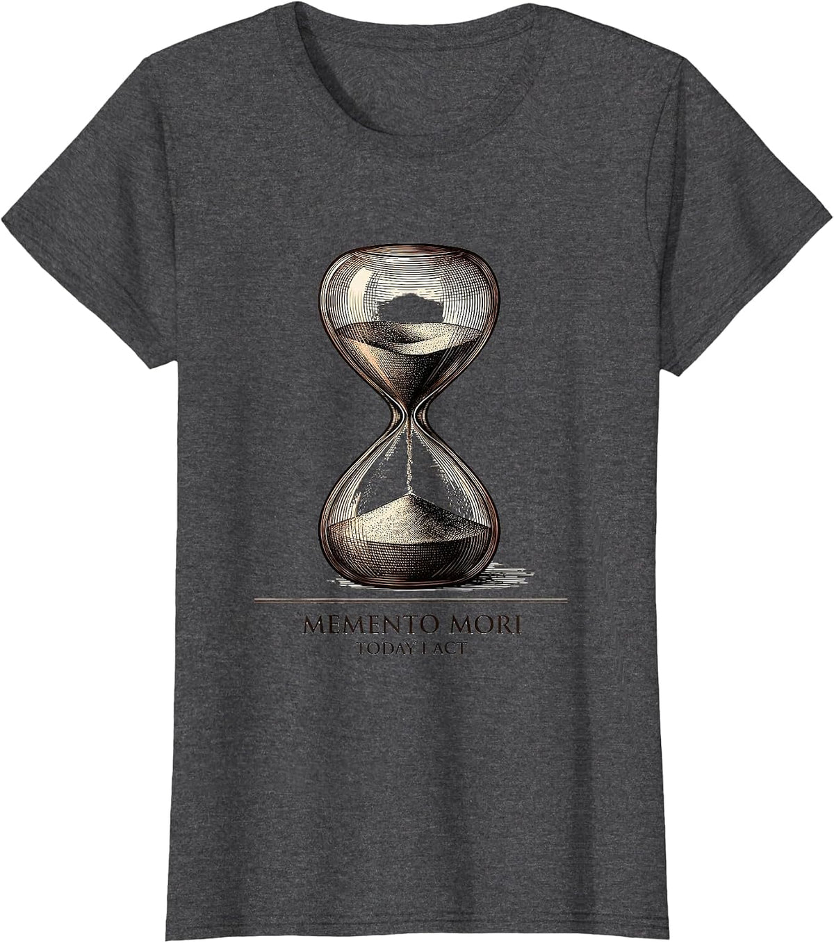 Women's Memento Mori Today I Act Stoic Philosophy Quote T-Shirt - Dark Heather Grey