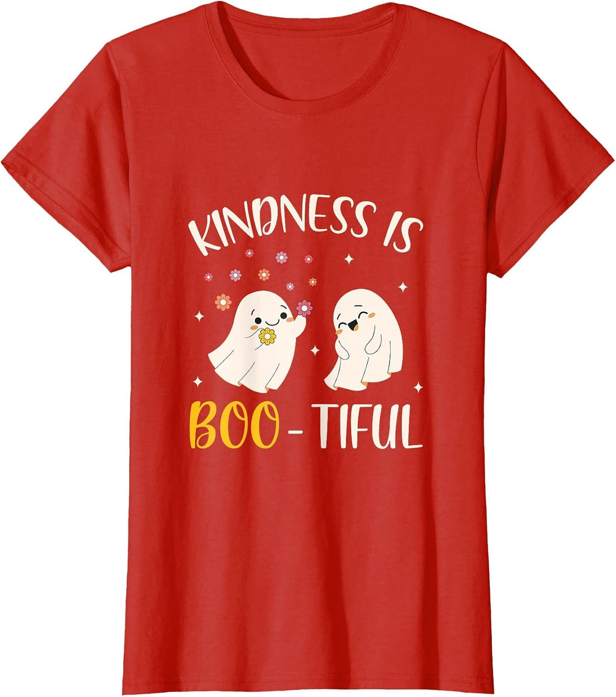 Kindness is Boo Tiful Teacher Cute Ghost Halloween Costume T-Shirt - Red