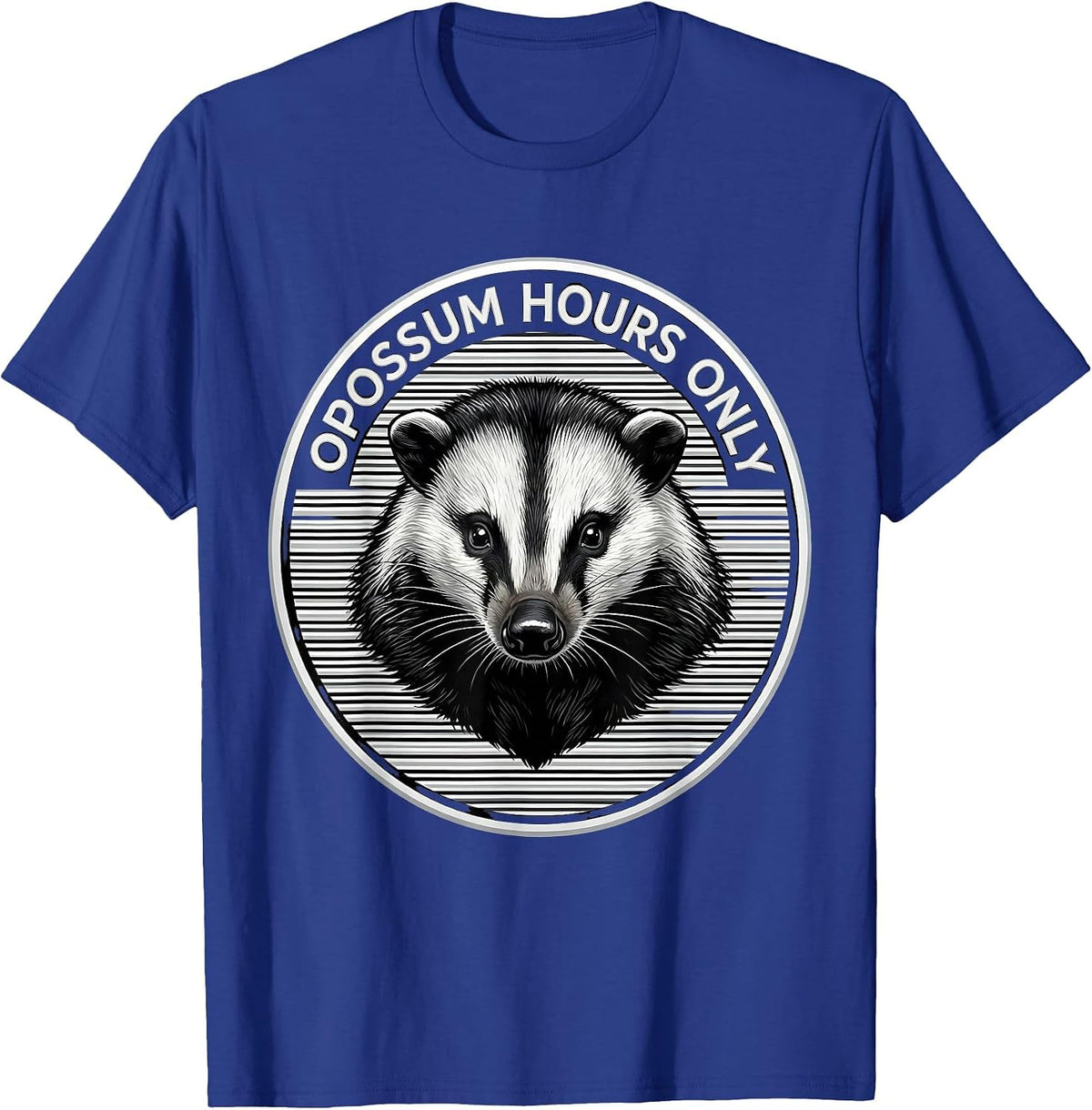 Men's Opossum Hours Only Funny Nocturnal Design T-Shirt - Royal Blue