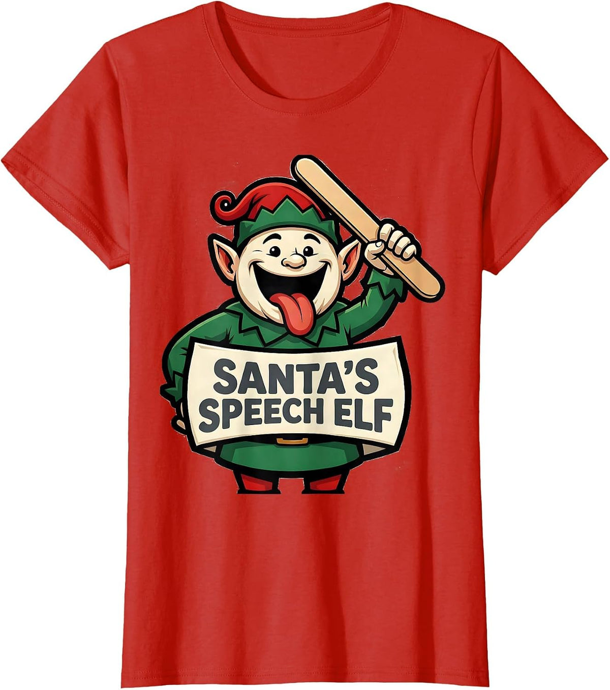 Santa's Speech Elf Funny Speech Therapist SLP Christmas T-Shirt - Red