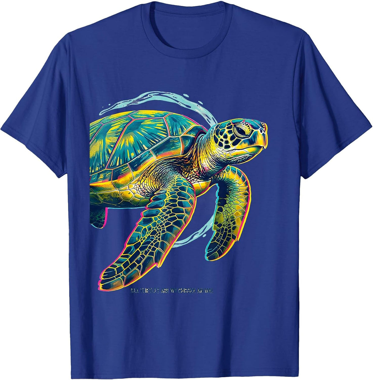 Men's Sea Turtles Are My Chosen Animal Risograph Ocean Animal T-Shirt - Royal Blue