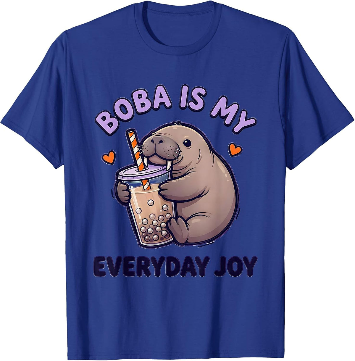 Men's Boba Is My Everyday Joy Kawaii Manatee Boba Tea Lover Gift T-Shirt - Royal Blue