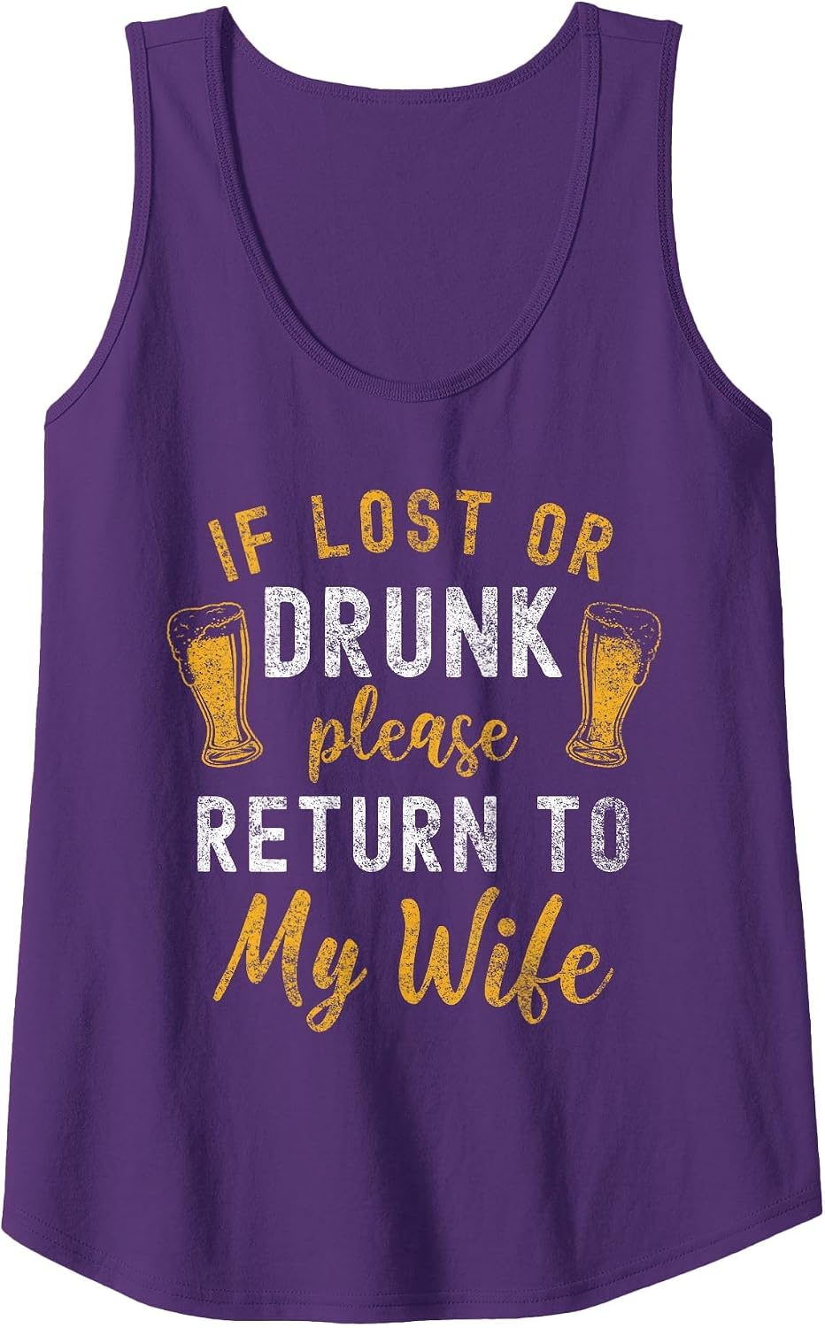 If Lost or Drunk Return to Wife Couples Funny Drinking Tank Top - Purple