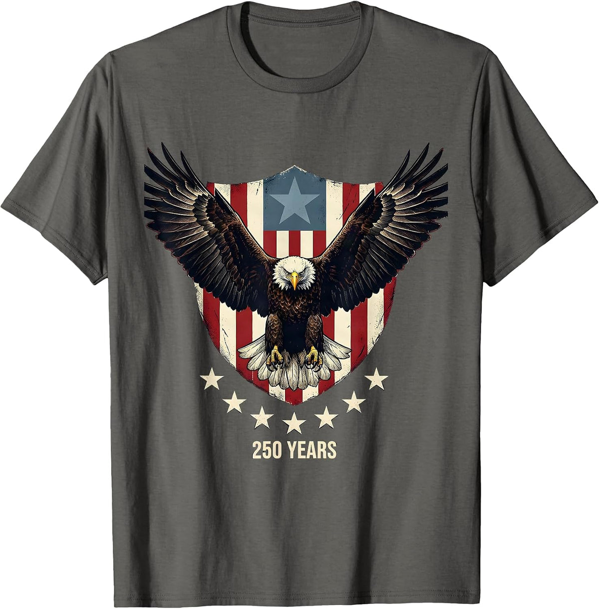 Men's 250 YEARS Patriotic Eagle USA 250th Anniversary July 4th T-Shirt - Asphalt Grey