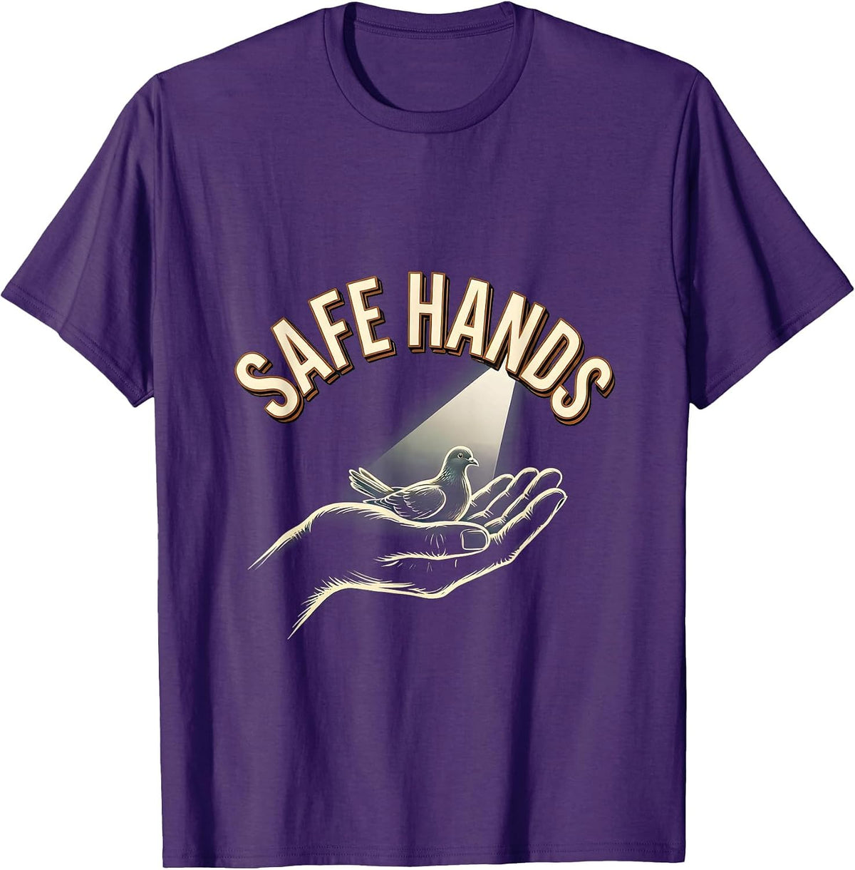 Men's Safe Hands Sign Painter Showcard Funny School Counselor Camp T-Shirt - Purple