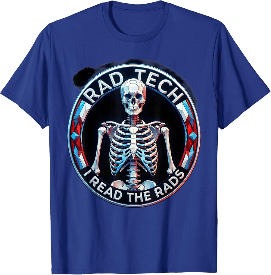 Rad Tech I Read The Rads Geometric Design T-Shirt - Royal Blue
