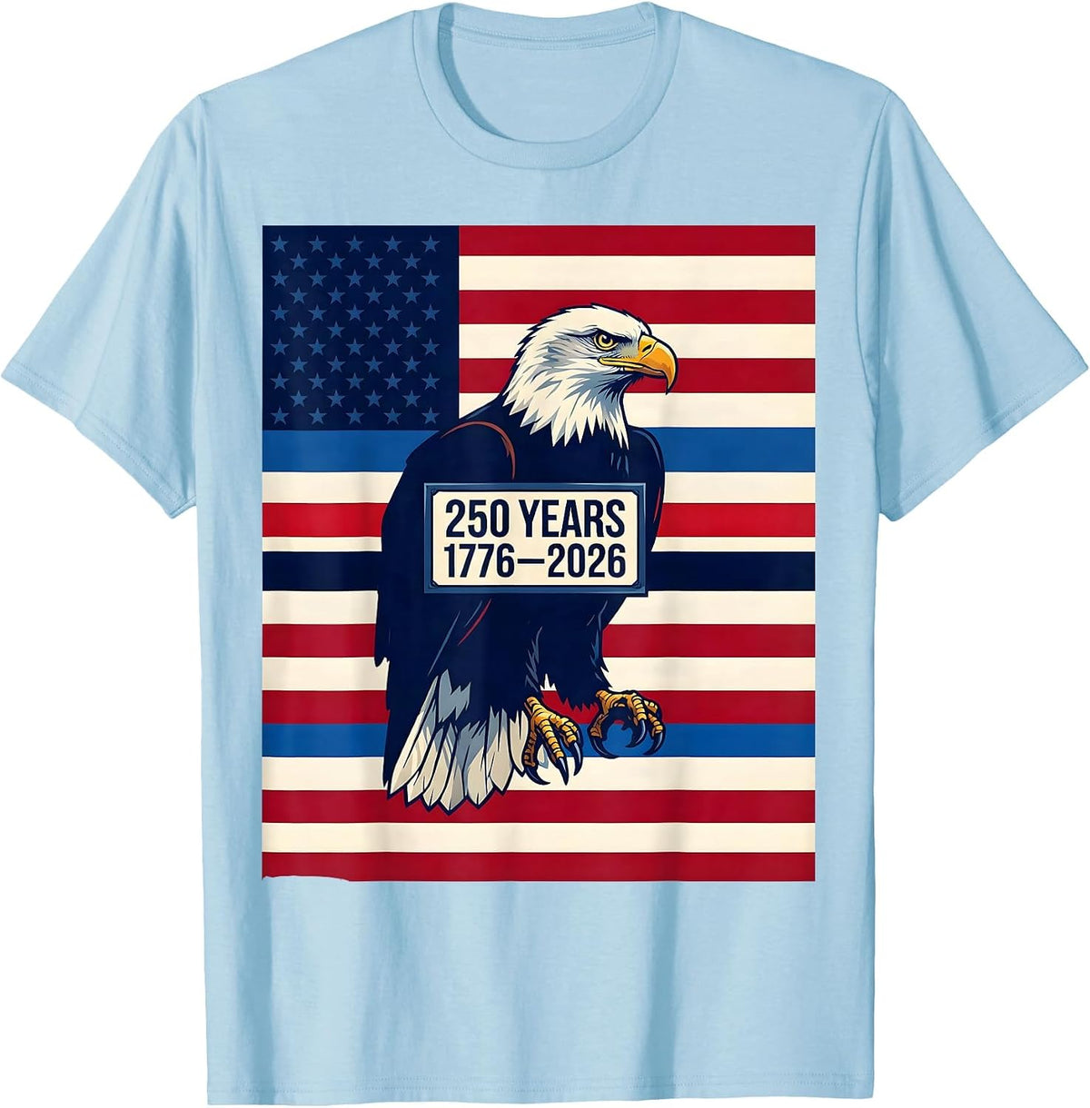 Men's 250 Years · 1776–2026 Geometric Eagle Flag USA 250th T-Shirt - Baby Blue