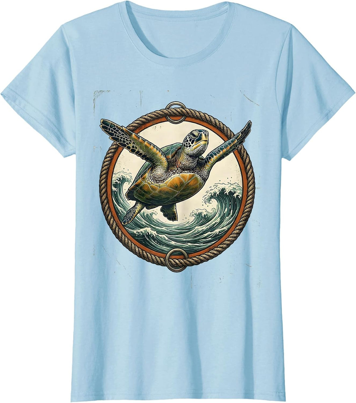 Sea Turtle Gliding Through the Open Ocean T-Shirt - Baby Blue