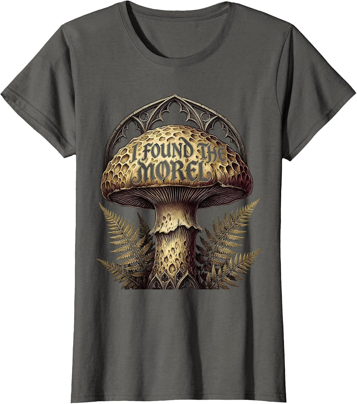 Women's I Found The Morel Mushroom Foraging Design T-Shirt - Asphalt Grey