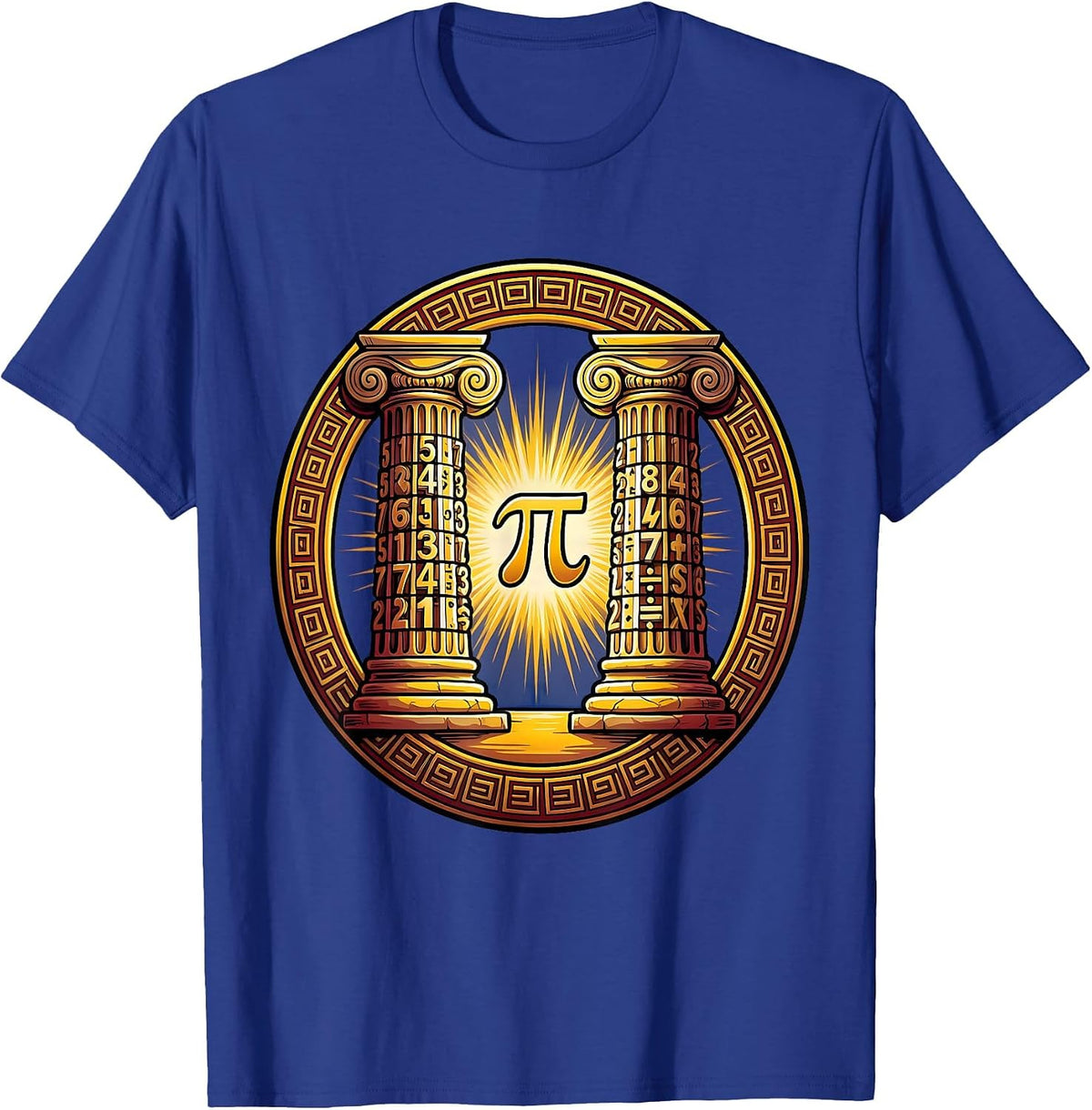 Men's Math Teacher Greek Column Numbers Graphic T-Shirt - Royal Blue