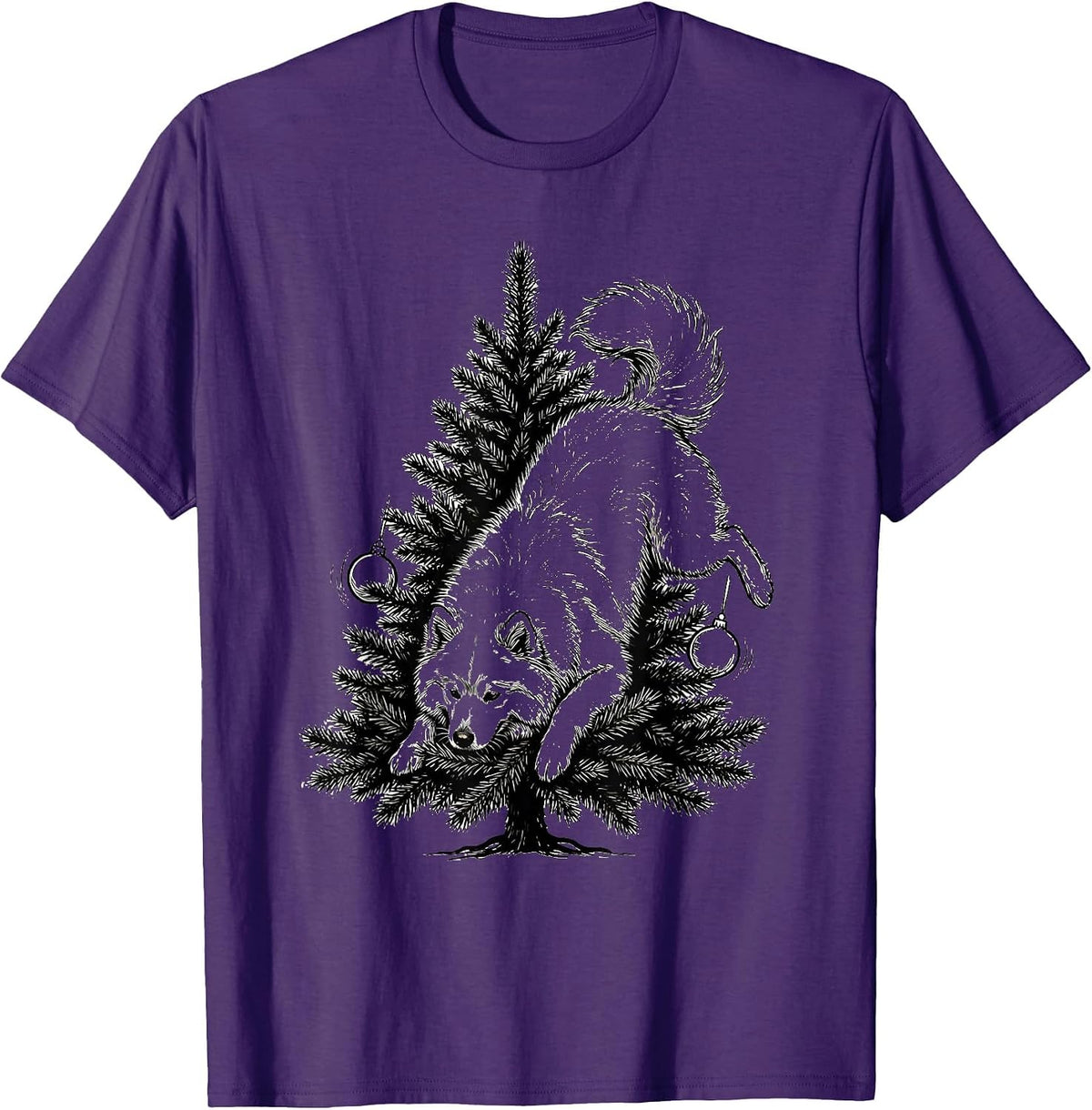 Men's Samoyed Christmas Tree Dog Lover Holiday Humor T-Shirt - Purple